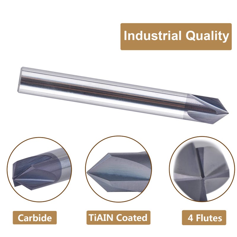 Spetool 90 Degree Carbide V Bits with Tiain Coated 4 Flutes, Chamfer End Mill for Caving V Groove and Sign - Image 3